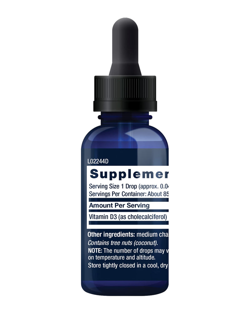 Life Extension Liquid Vitamin D3, 50 mcg (2000 IU), Immune System Support, Bone Health, Whole-Body Health, unflavored, Gluten-Free, Non-GMO, 29.57 ml