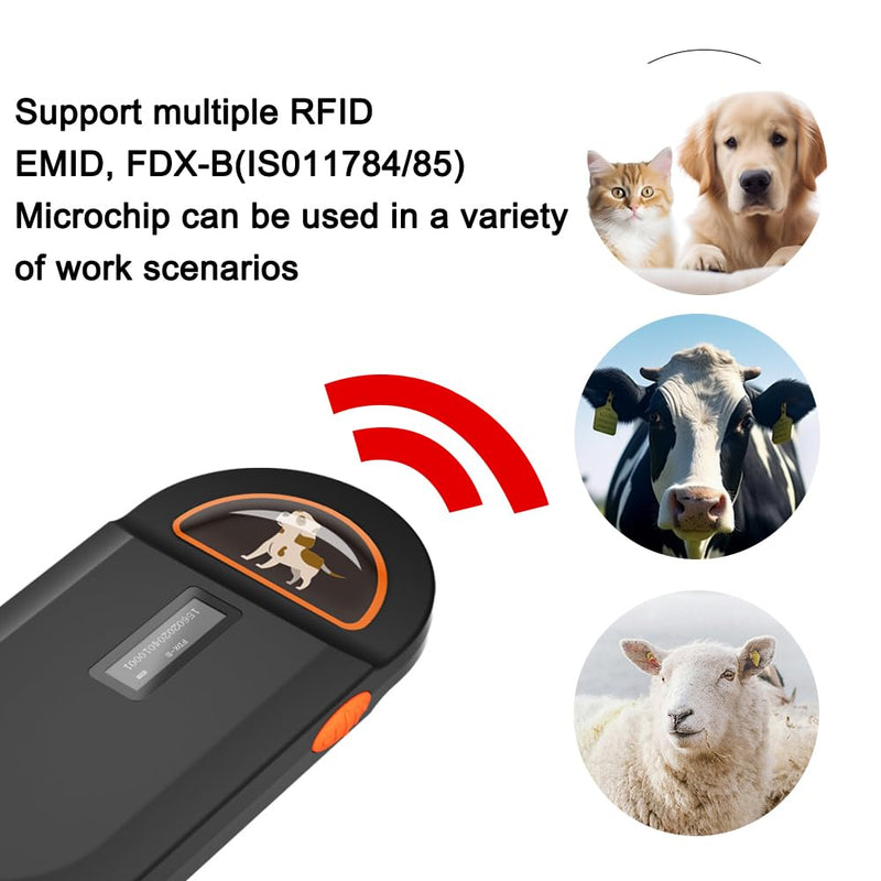 Pet Microchip Scanner, RFID Dog and Cat Microchip Reader, Supports EMID, FDX-B（ISO11784/11785）Microchips, for Animal Management - BeesActive Australia