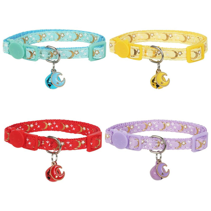 Yizepet Cat Collars with Bells, Breakaway Kitten Collar, Cute Kitty Collar in 4 Pack, Pet Supplies Accessories moon star - BeesActive Australia