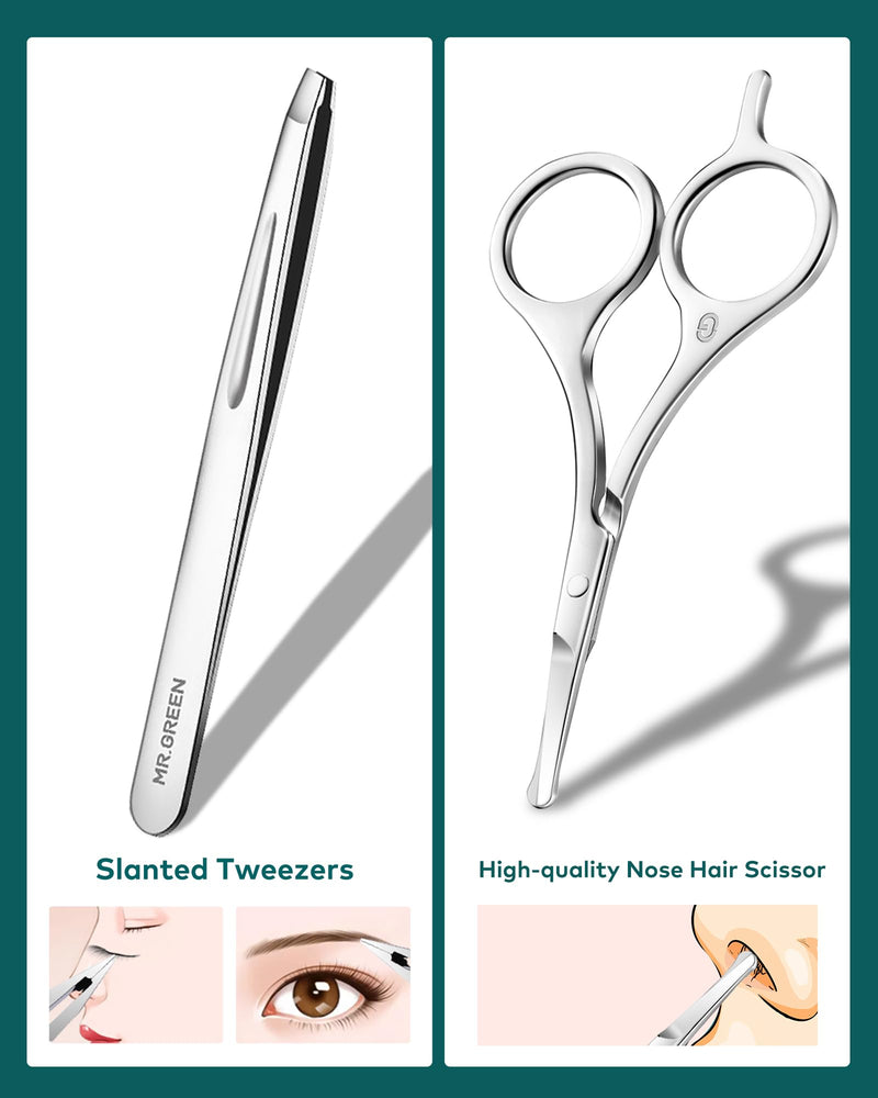MR.GREEN Manicure Kit 10 in 1, German Stainless Nail Clippers Set, Professional Personal Nail Care Kit Manicure Pedicure Set, Portable Travel Nail Kit with Exquisite Leather Case for Men & Women Lake Blue