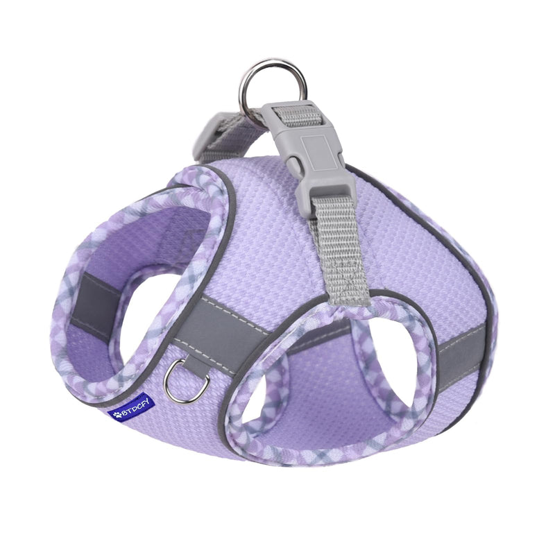 Step in Mesh Dog Harness and Leash Set Breathable Air Mesh Reflective Escape Proof Dog Harness Vest No Choke Lightweight Mesh Dog Harness XS(neck:9.5"-10.5",chest:11.5"-13.5") Purple - BeesActive Australia