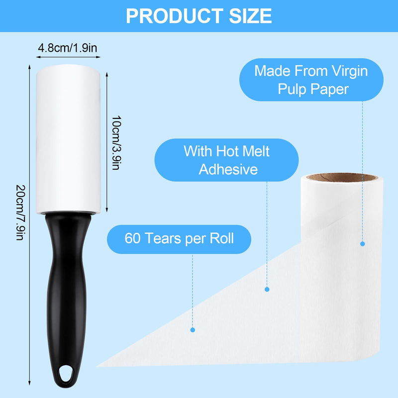 VFANDV Lint Roller 12 Rolls with 2 Dispensers, Extra Sticky Lint Roller Extra Sticky Lint Roller Clothes Lint Roller Animal Hair Remover Lint Roller for Sofa Bed Clothes Hair (60 Sheets/Rolls) - BeesActive Australia