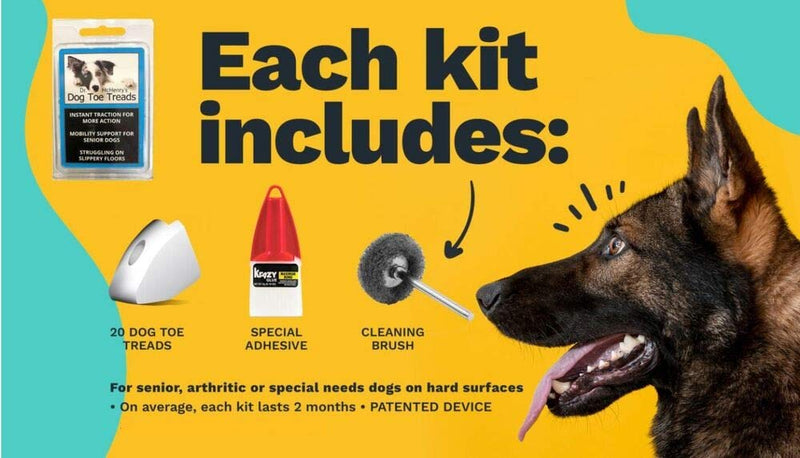 TAKTIKAL Dr. McHenry's Dog Toe Treads, Set of 24, Adhesive, Cleaning Brush, Increased Traction, Mobility Support, Large Kit- Weight: 40-60 lbs. Net Weight 1.6 oz. Large Kit - Weight: 40-60 lbs