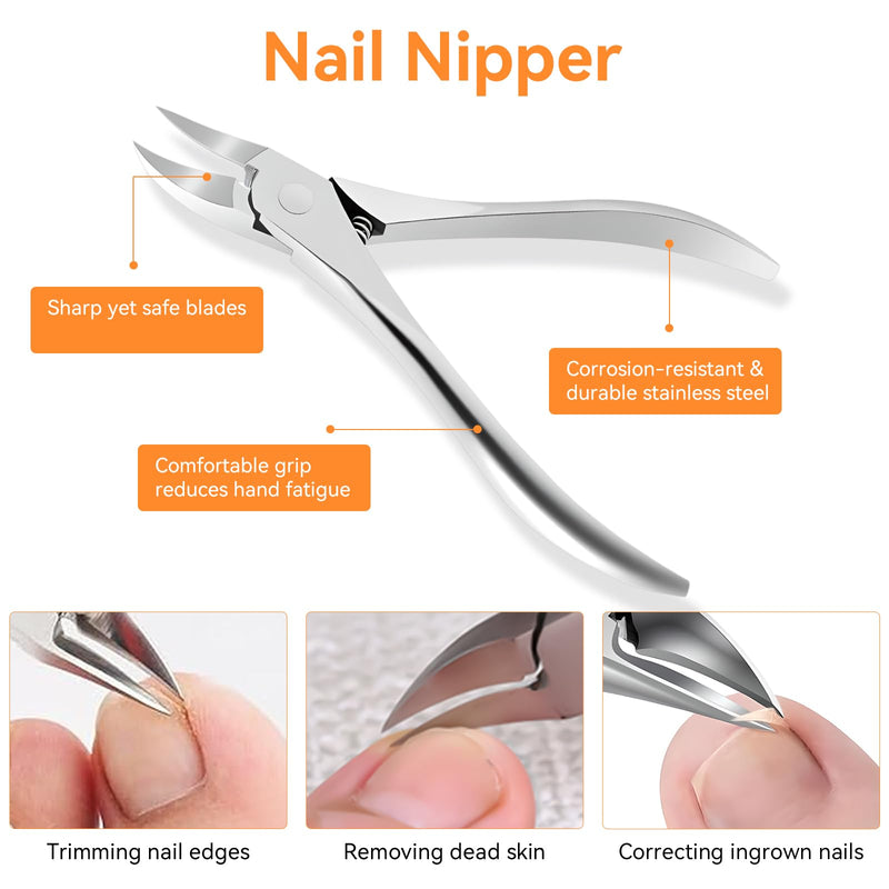 Famlife 7-Piece Professional Pedicure Kit with Toenail Scissors Cuticle Trimmer Nail File Pedicure Knife Blade,Stainless Steel Tools Ingrown Toenail Removal Kit for Nail Care Brown