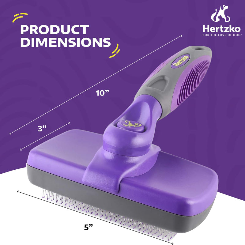 Hertzko Dog Brush - Self-Cleaning Slicker Brush for Dogs and Cats - Gently Removes Loose Hair, Tangles, and Dirt - Regular Size Grooming Brush for Sensitive Skin, Suitable for Long or Short Coats Standard Brush - BeesActive Australia