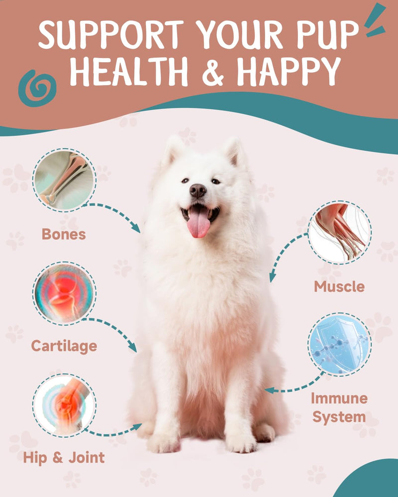Joint & Calcium Tablets for Dogs - Calcium Supplement for Dogs - Mobility, Bones, Immune Support - with Minerals, Glucosamine, Chondroitin, Calcium, Vitamins - 200 Chewable Tablets