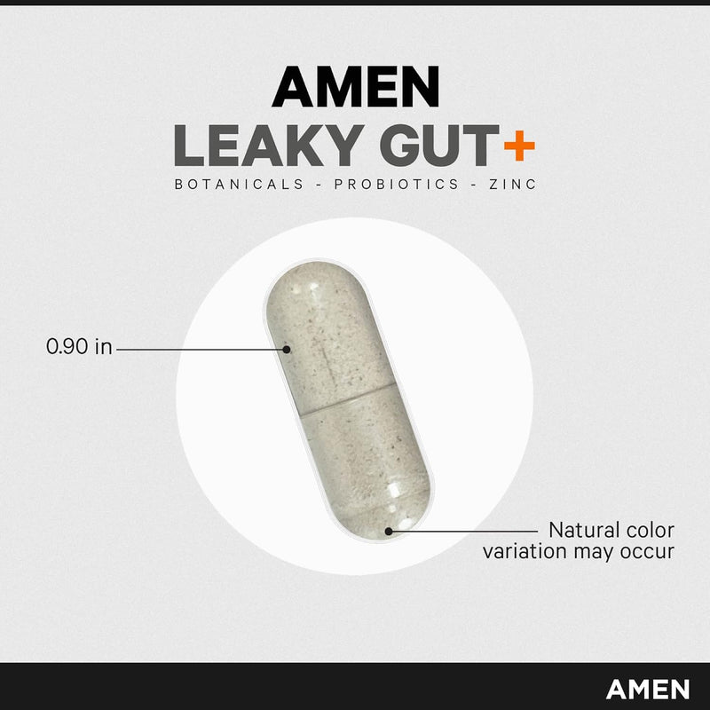 Amen Leaky Gut, L-Glutamine, DGL Licorice, Probiotics, Zinc, 2-Pack | Amen Leaky Gut capsules with L-glutamine, zinc, 10 billion CFU probiotics and fermented blend. Vegan, non-GMO. 90 Count (Pack of 2)