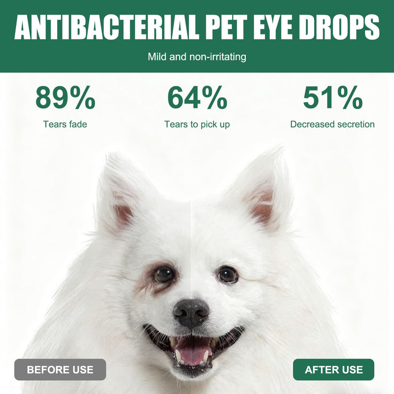 2 Pcs Dog Eye Drops with Cotton Swabs, Gentle Pet Eyes Care Solution for Relieving Eyes Itching & Irritation, Safe for Daily Use (60ml x 2)