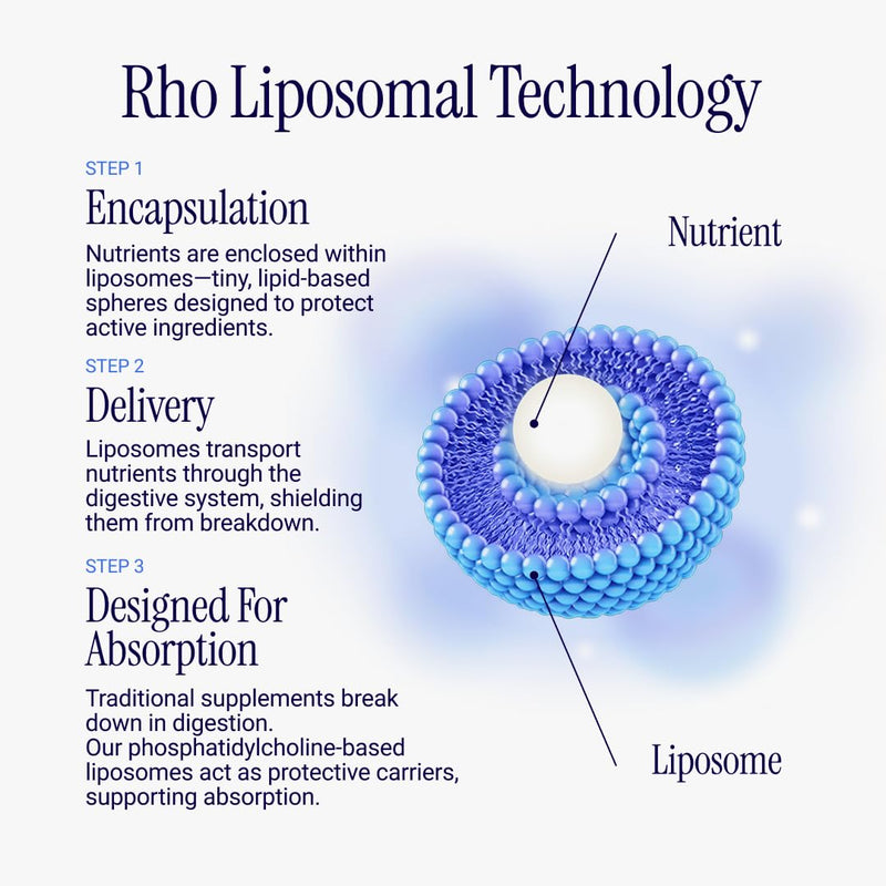 Rho Nutrition Liposomal Methylated B-Complex Liquid Supplement | High Absorption Formula, Active B Vitamins, Energy, Mood & Nervous System Support, 30 Servings