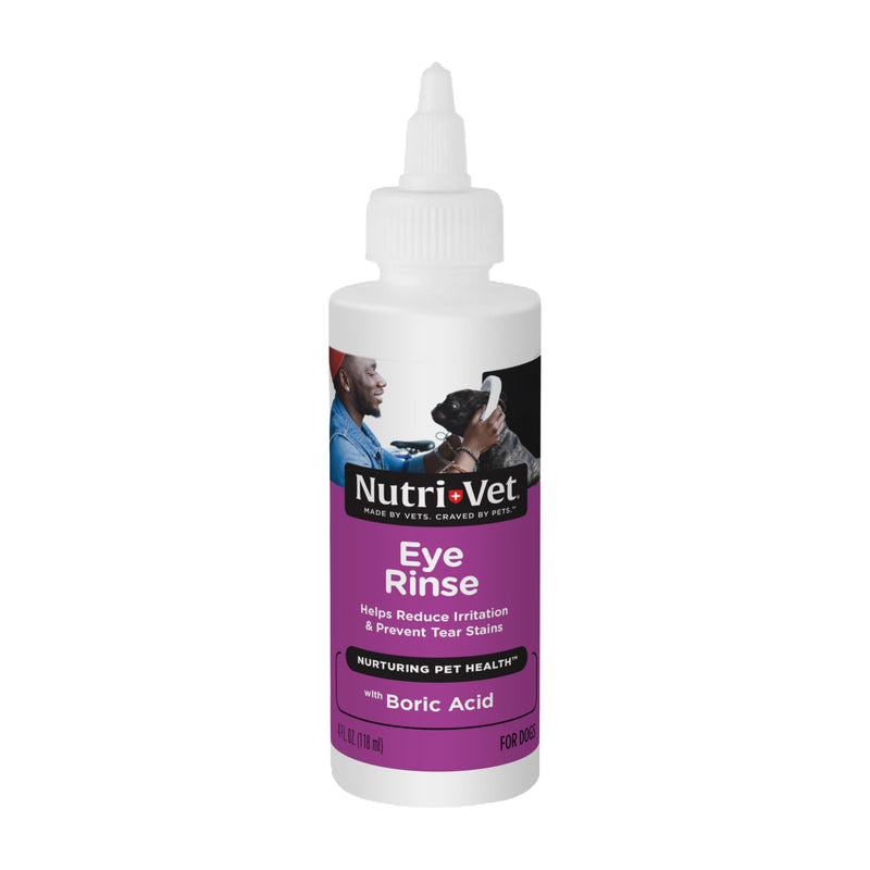 Nutri-Vet Eye Rinse for Dogs, Dog Tear Stain Remover, Eye Wash, Allergy Relief for Pet Puppies, Puppy Supplies, Pet Safe Formula, Vet Formulated, Prevents Infections, 4oz 1 Pack