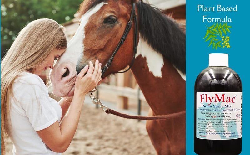 FlyMac Neem & Eucalyptus Horse Fly Spray Concentrate dilute to Make 5.5 litres with Citrepel and Peppermint Oil