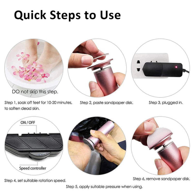 Electric Foot File Callus Remover for Feet, Adjustable Speed Foot Sander Grinder Professional Pedicure Tools for Dead Skin Heel Calluses with Replaceable Sandpaper Discs (Upgraded FCR-1 Pink) - BeesActive Australia