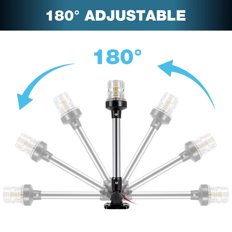 18 Inches Anchor Light Boat Stern Light Waterproof IP67, White Fold Down Marine Navigation Lights for Boats LED for Pontoon, Jon Boat and Bass Boats (12-24V) 18 Inches - BeesActive Australia
