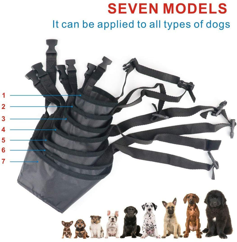Amacoam Dog Muzzle Nylon Pack of 7 Adjustable Breathable Safety Muzzle Dog for Small Dogs Medium Dogs Large Dogs Anti-Bite Anti-Barking Anti-Chewing Safety Protection, Black - BeesActive Australia