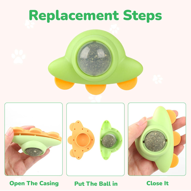 Cat Nip Ball Catnip Balls for Cat Nip Toys for Indoor Cats Catnip Balls That Stick On Wall 5 Piece(3 Catnip Balls, 2 Worm Gall Balls) with 2 Replacement Catnip Balls As Present - BeesActive Australia