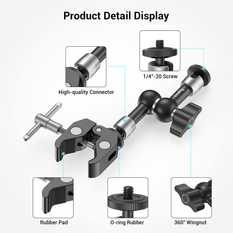 SMALLRIG Super Clamp w/ 1/4" and 3/8" Thread and 5.8 Inches Adjustable Friction Power Articulating Magic Arm with 1/4" Thread Screw for LCD Monitor/LED Lights - KBUM2730 5.8''+arm only - BeesActive Australia