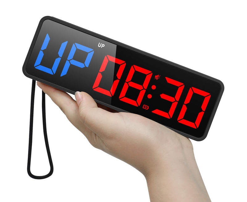 ANJANK Small Portable Gym Timer Clock, Strong Magnet, Workout Interval Timer with Powerful Battery, Stopwatch, Remote Control, Adjustable Brightness, Fitness Digital Timer for Home/Garage/Boxing Black