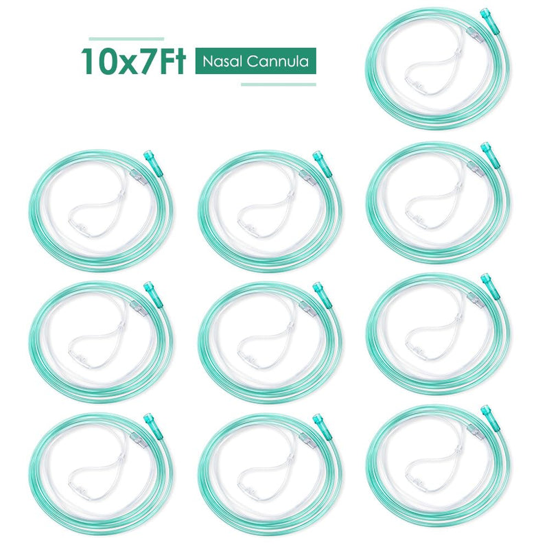 Adult Standard Nasal Cannula –10-Pack Soft Green Oxygen Tubing (7 ft) High Visibility, Kink-Resistant & Lightweight 10Pack-7Ft - BeesActive Australia