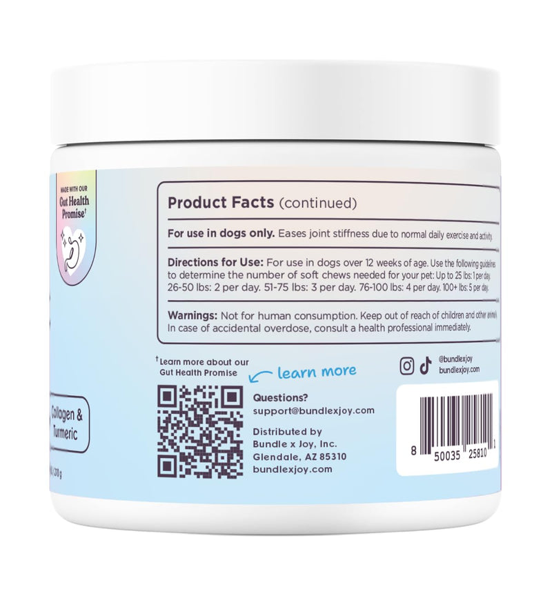 Radiant Hip and Joint Support Supplement for Dogs, 90 Soft Chews, Glucosamine Chondroitin for Dogs with Collagen, Turmeric, MSM, Colostrum, Helps Support Mobility and Flexibility Duck (Hip x Joint) - PawsPlanet Australia