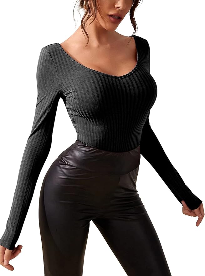 [Naphy] Women's Bodysuit, Long Sleeve, V-Neck, Body Shaper, Diet, Leotard, Knit, Diet, Butt Lifting, Waistline, Soft - BeesActive Australia