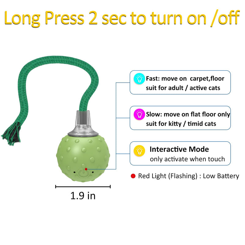 Interactive Cat Toys for Bored Indoor Adult Cats, Automatic Fast Move On Carpet, Bird Chirping & Motion Activated Cat Ball Green - BeesActive Australia
