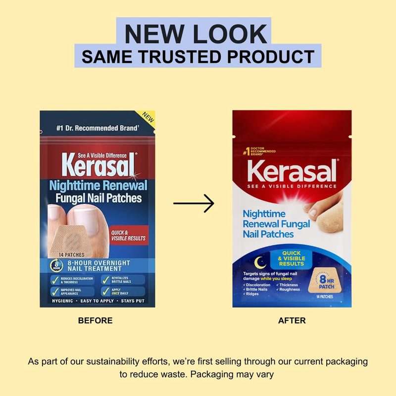 Kerasal Nighttime Renewal Fungal Nail Patches - 14 Patch - Overnight Repair for Nail Fungus Damage, 8-Hour Treatment Restores Healthy Appearance (Packaging May Vary) Nail Renewal Nighttime 14 Count (Pack of 1) - BeesActive Australia