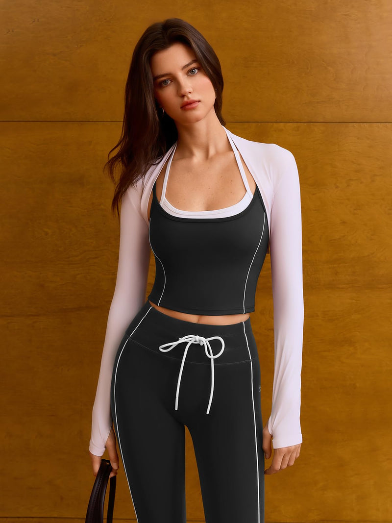 Workout Tank Tops with Scoop Neck,Sleeveless Longline Sports Bra, Strappy Open Back Camisole for Yoga,Gym Basic Top Blk001 Large - BeesActive Australia