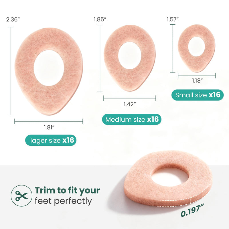 Welnove Callus Cushions Pads for Bottom of Foot - 48pcs Callus Pads for Feet - Protects Foot, Heel and Toes from Rubbing and Friction - Oval Shape Design 48 Count Beige - BeesActive Australia