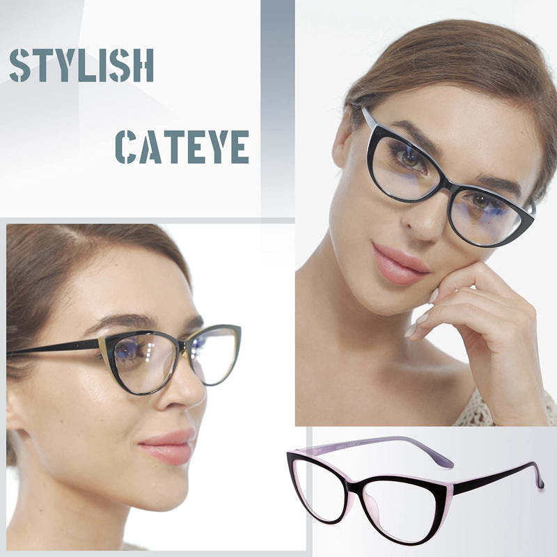 CRGATV 3 Pack Reading Glasses Blue Light Blocking Stylish Cat Eye Computer Readers Anti Eyestrain & Glare for Women Blue Yellow Pink 1.5 x - BeesActive Australia