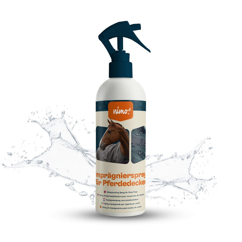 nimo® Waterproofing spray for horse blankets, spray-on impregnation, waterproofing, sealing against moisture and dirt, breathable, rain protection for horse blankets 500 ml bottle
