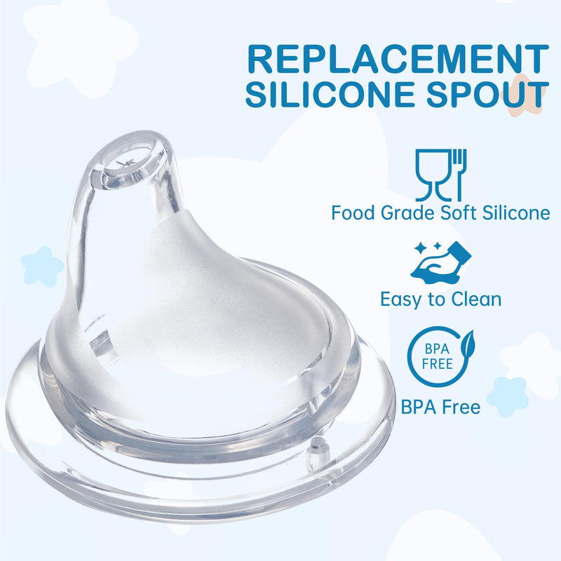 8Pack Replacement Silicone Spout Compatible with NUK, Soft Spout Replacement for NUK Active and Learner Cups, Easy Transition from Bottle to Cup, No Spill for Sippy Cup Nipples