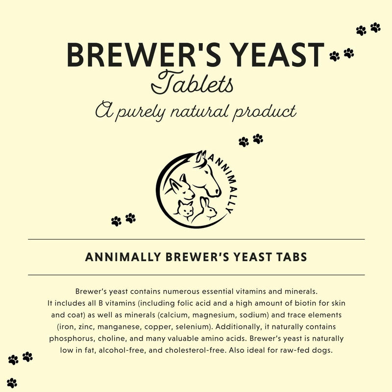 Annimally Brewers Yeast Tablets for Dogs, Cats & Small Pets 100 pcs. - Daily Supplement to Support a Normal-Looking Coat, Made in Germany