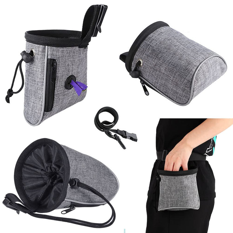 Treat Bag for Dogs, Dog Training Food Bag Dog Snack Bag Multifunctional Food Bag with Poop Bag Dispenser Adjustable Belt (Grey) - BeesActive Australia