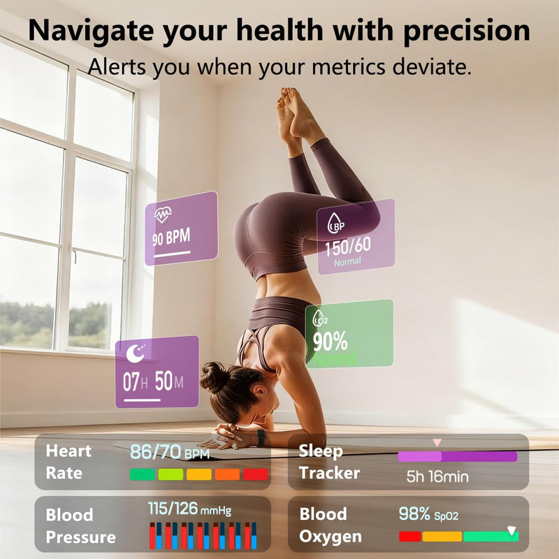 MorePro Health Fitness Tracker with Blood oxy-gen Monitor and 24/7 Heart Rate and Blood Pressure, 120+ Sport Modes Waterproof Fitness Watch, Sleep Monitor for Women Men Android iOS deep black - BeesActive Australia