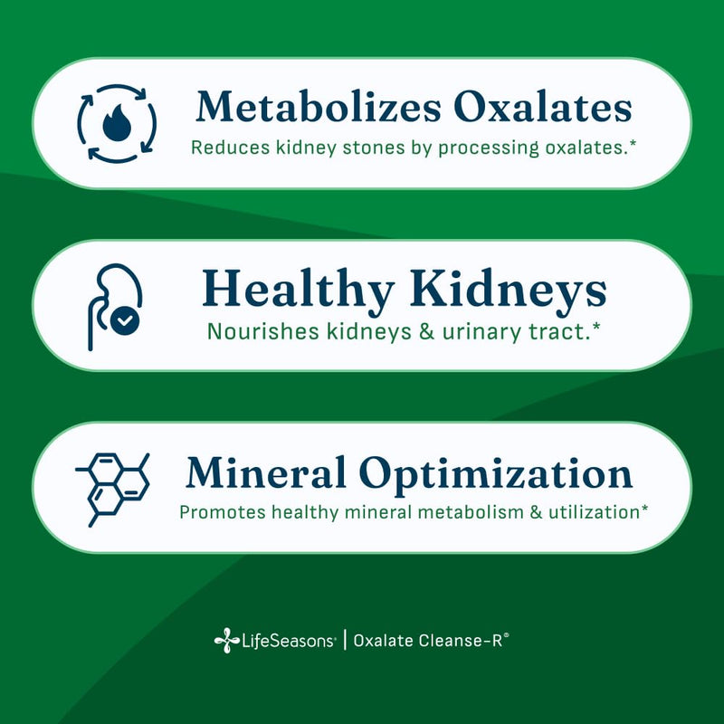 LifeSeasons Oxalate Cleanse-R - Oxalate Balance Support Supplement - Supports Kidney Health & Mineral Balance -Magnesium Citrate, Potassium Citrate, Vitamin B6 & Probiotics - 90 Veg Capsules