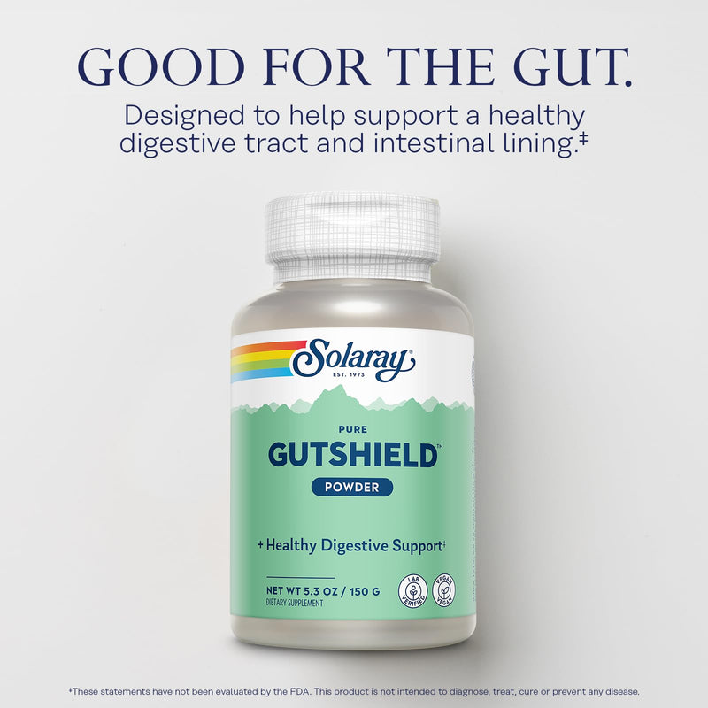 SOLARAY GutShield Powder, 150 g | Gut Health & Immune Support, L Glutamine, Vitamin C & Zinc, Lab Verified