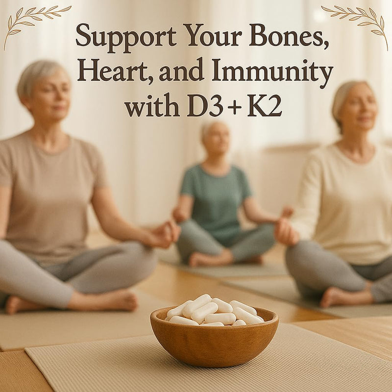 Me First Living Vitamin D3 K2 Supplement for Bone and Heart Health Non-GMO Formula 125 MCG Vitamin D3 & 100 MCG Vitamin K2 MK-7 Easy to Swallow Capsules with Calcium