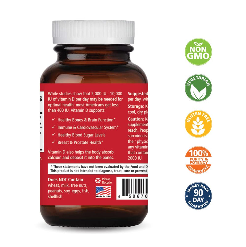 PURE ESSENCE LABS Vitamin D 2000 IU - Best Immune Support for Adults - Organic & Natural Vitamins - Immunity Booster & Dietary Supplements (30 Capsules) 1