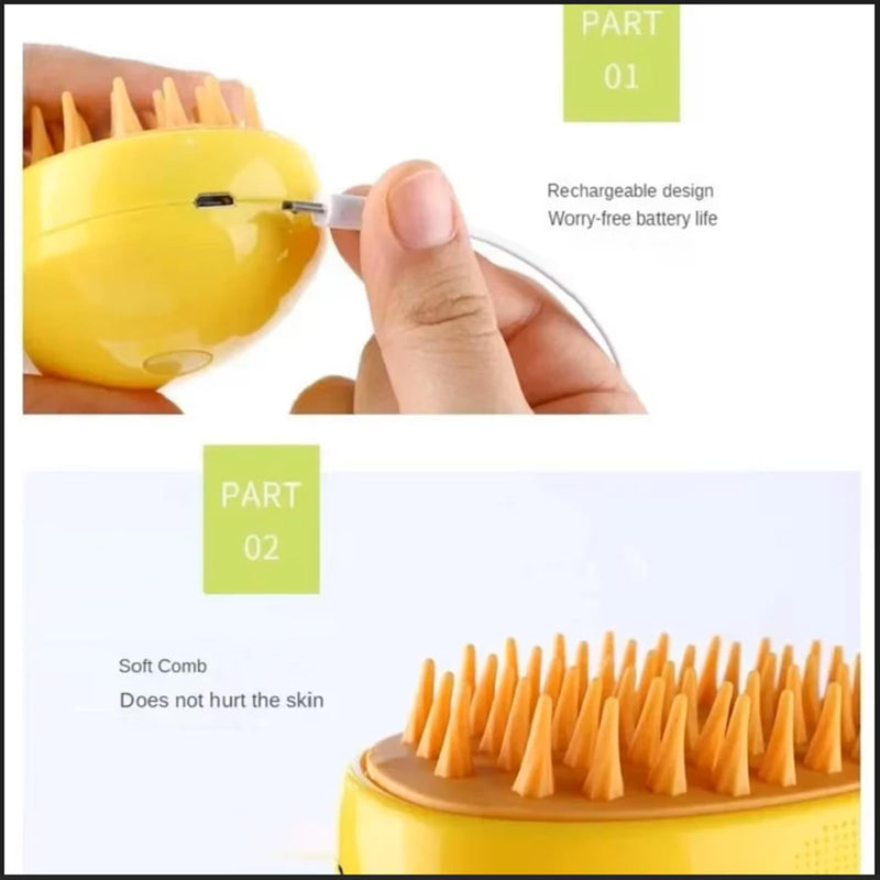 2pcs Cat Steam Brush, 3 in 1 Cat Steamy Brush Cleanser, Pet Spa Brush for Dogs Cats, Multifunctional Rechargeable Steaming Cat Brush Steamer, Pet Hair Comb for Removing Tangled And Loosse Hair - BeesActive Australia