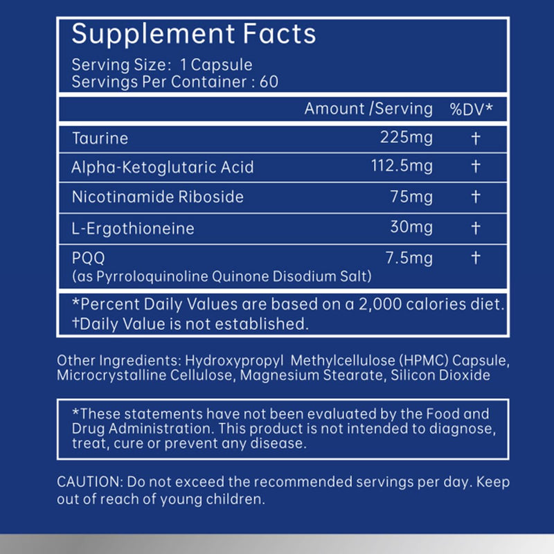 Male Youth Complex – Cellular Energy & Healthy Aging Support Supplement with NR, PQQ & Ergothioneine | 60 Capsules