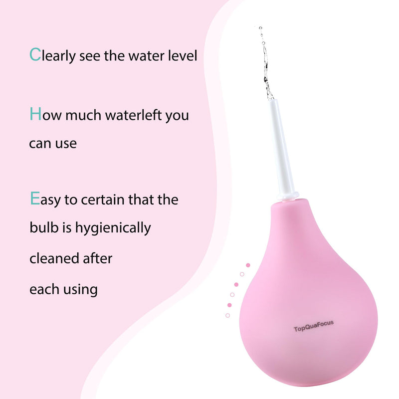 TopQuaFocus 8oz Enema Bulb Kit Anal and Vaginal Douche Bulb for Men Flushing System Enemas Silicone Bulb 4 Replaceable Tips (Pink, 224ml) Pink