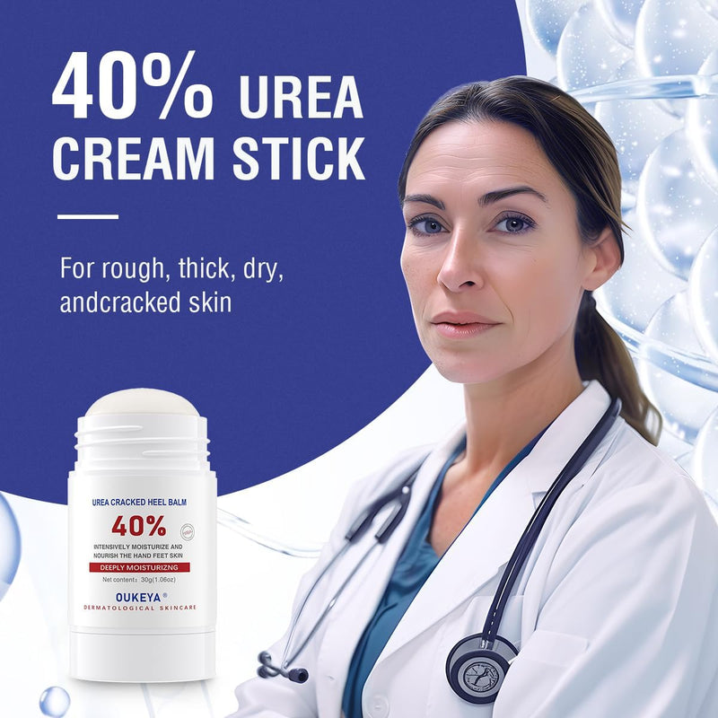 OUKEYA Urea Cream Stick 40% – for Dry, Cracked Heels & Rough Skin on Feet and Hands, 40 Percent Urea Lotion for Feet Maximum Strength,1.06 oz (2 Pack) 1.06 Ounce (Pack of 2)