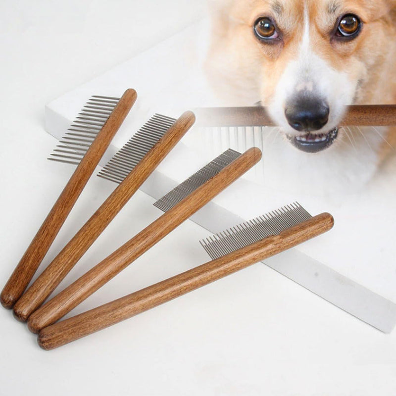 JOCXZI Long and short combs for cats, 2 pieces cat combs for domestic cats, stainless steel pet comb, skin-friendly, pet combs, steel tooth comb with wooden handle for cats, removes knots and tangles - BeesActive Australia
