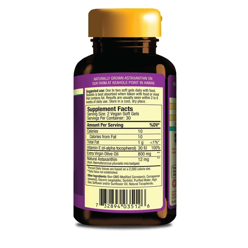 Nutrex Hawaii BioAstin Supreme Hawaiian Astaxanthin - 6mg, 60 Softgels - Farm-Direct Premium Antioxidant Supplement for Eye, Skin, Joint & Immune System Health* - Blended with Extra Virgin Olive Oil