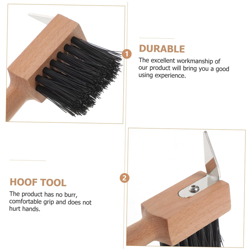 Hemoton Wooden Handle Horse Hoof Cleaning Brush Metal Bristles Horseshoe Repair Tool for Equine Cattle Hoof Care for Equestrian Supplies