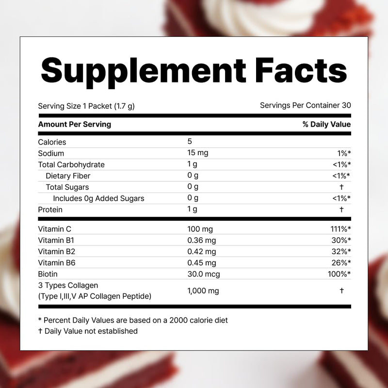 VITALBEAUTIE Super Collagen Kera‑Fit – K‑Beauty Hair, Skin & Nail Powder Stick Packs – Developed with K‑Dermatologist, Red Velvet Cake Flavor – 30 Packets