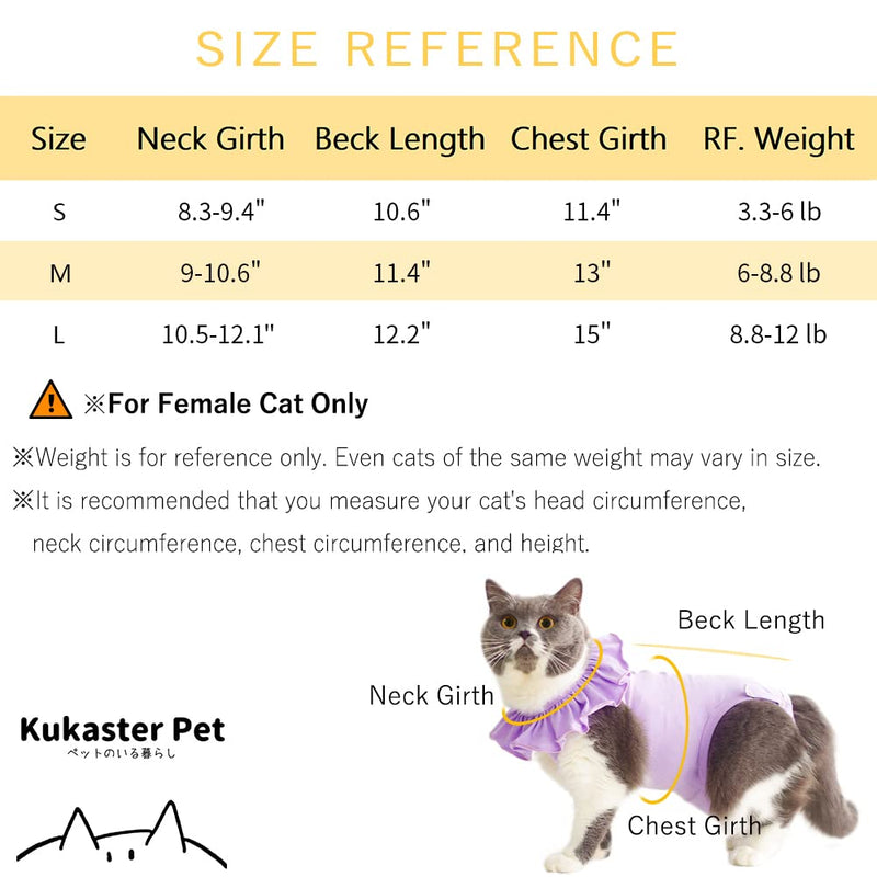 Cat Recovery Suit for Abdominal Wounds and Skin Diseases,Breathable Surgical Recovery Shirt After Surgery Wear Anti Licking Wounds,E-Collar Alternative for Female Cats Kitten(RSC01-purple-m) Medium purple - BeesActive Australia