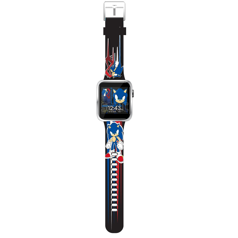 Accutime SEGA Sonic The Hedgehog Black Adult Smartwatch for Men, Women, Unisex - Touchscreen Camera, Weather, Messaging, Sports, Music, Heart Rate Monitor, Pedometer & More (Model: SNC4352M)