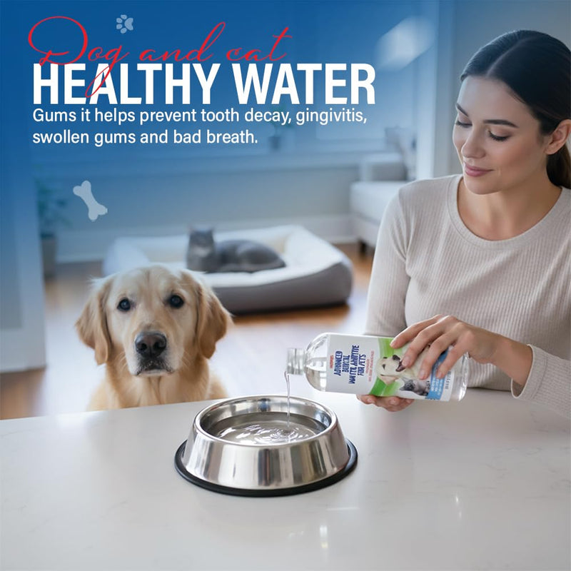 Dog Dental Water Additive – Dog Breath Freshener & Teeth Cleaner, Eliminates Bad Breath, Controls Plaque & Tartar, Gum Health Support, No Toothpaste or Brushing, Tasteless & Odorless