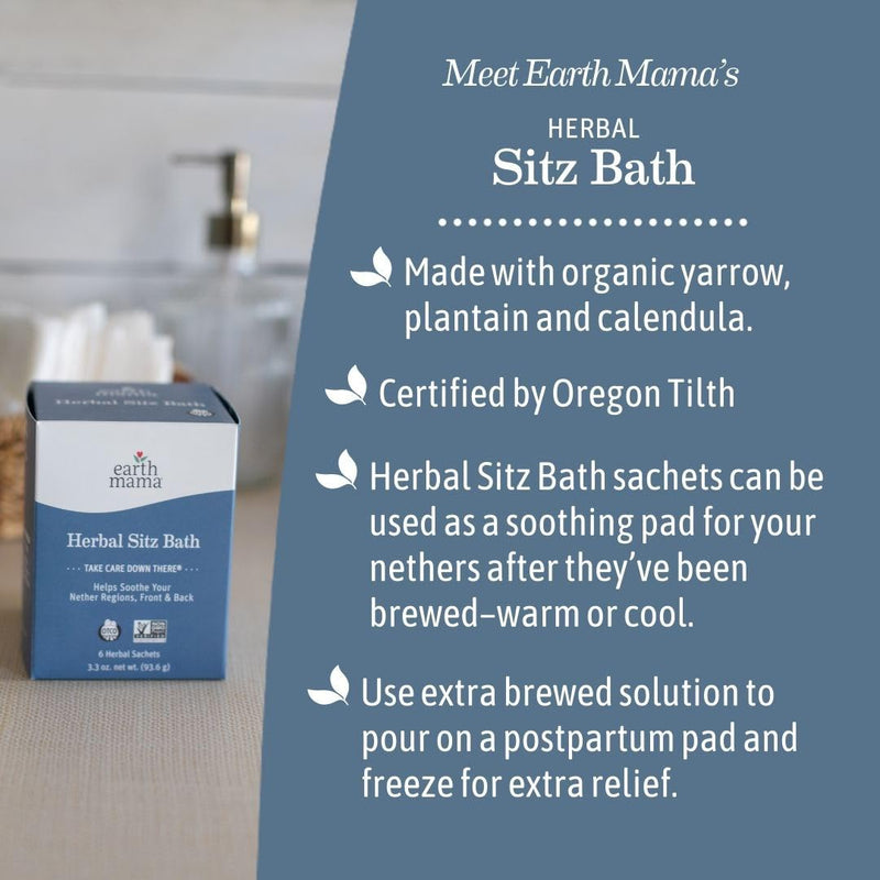 Earth Mama Herbal Sitz Bath | Pregnancy & Postpartum Essentials, Soothing Sitz Bath for Hemorrhoids with Witch Hazel, & Calendula, 6-Count 6 Count (Pack of 1) - BeesActive Australia